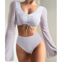 Women's Solid Color 2 Pieces Set Tankinis Swimwear main image 4