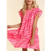 Women's Regular Dress Vacation Round Neck Short Sleeve Waves Above Knee Holiday Daily Date main image 3