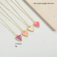 Wholesale Vintage Style Simple Style Commute Heart Shape Copper Enamel 14K Gold Plated Pendant Necklace main image 7