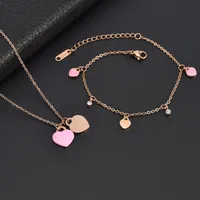 Titanium Steel 18K Gold Plated Casual Plating Heart Shape Acrylic Bracelets Necklace main image 1