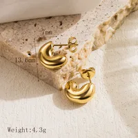 1 Pair Casual Simple Style Commute Round Solid Color Plating 304 Stainless Steel 18K Gold Plated Ear Studs main image 7