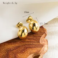 1 Pair Casual Simple Style Commute Round Solid Color Plating 304 Stainless Steel 18K Gold Plated Ear Studs main image 6