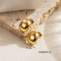 1 Pair Casual Simple Style Commute Round Solid Color Plating 304 Stainless Steel 18K Gold Plated Ear Studs sku image 8