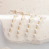 1 Pair French Style Classic Style Round Beaded Inlay 304 Stainless Steel Pearl 14K Gold Plated Drop Earrings main image 1