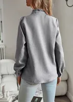 Women's Blouse Long Sleeve Blouses Frill Ruched Business Stripe Solid Color main image 2