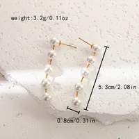 1 Pair French Style Classic Style Round Beaded Inlay 304 Stainless Steel Pearl 14K Gold Plated Drop Earrings sku image 1