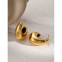 1 Pair IG Style Simple Style C Shape 316 Stainless Steel  18K Gold Plated Ear Studs main image 5