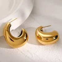1 Pair IG Style Simple Style C Shape 316 Stainless Steel  18K Gold Plated Ear Studs main image 1