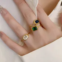 Titanium Steel Simple Style Classic Style Inlay Solid Color Zircon Rings main image 2