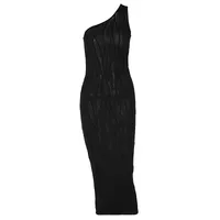 Women's Sheath Dress Streetwear Oblique Collar Hollow Out Sleeveless Solid Color Midi Dress Holiday Date main image 5