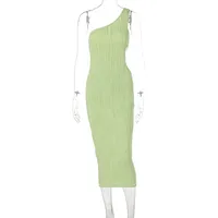 Women's Sheath Dress Streetwear Oblique Collar Hollow Out Sleeveless Solid Color Midi Dress Holiday Date sku image 3
