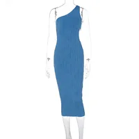 Women's Sheath Dress Streetwear Oblique Collar Hollow Out Sleeveless Solid Color Midi Dress Holiday Date sku image 7