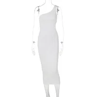 Women's Sheath Dress Streetwear Oblique Collar Hollow Out Sleeveless Solid Color Midi Dress Holiday Date sku image 10