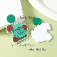 1 Pair IG Style Cute Book Letter Flower Painted Arylic Drop Earrings main image 8