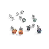 1 Pair 925 Sterling Silver Moissanite Geometric Ear Studs main image 2