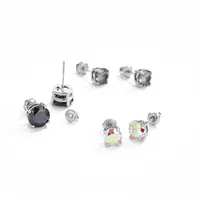 1 Pair 925 Sterling Silver Moissanite Geometric Ear Studs main image 4