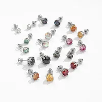 1 Pair 925 Sterling Silver Moissanite Geometric Ear Studs main image 1