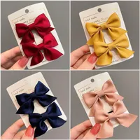 Girl'S Sweet Korean Style Bow Knot Cloth Metal Hair Clip main image 1