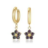 1 Pair Simple Style Classic Style Flower Inlay 304 Stainless Steel Zircon Drop Earrings sku image 7