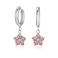 1 Pair Simple Style Classic Style Flower Inlay 304 Stainless Steel Zircon Drop Earrings sku image 2