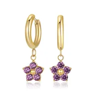 1 Pair Simple Style Classic Style Flower Inlay 304 Stainless Steel Zircon Drop Earrings sku image 1