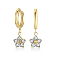 1 Pair Simple Style Classic Style Flower Inlay 304 Stainless Steel Zircon Drop Earrings sku image 5