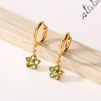 1 Pair Simple Style Classic Style Flower Inlay 304 Stainless Steel Zircon Drop Earrings main image 1