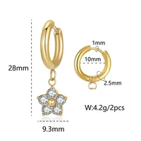 1 Pair Simple Style Classic Style Flower Inlay 304 Stainless Steel Zircon Drop Earrings main image 4