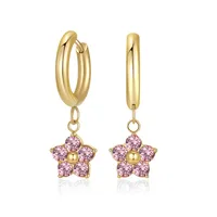 1 Pair Simple Style Classic Style Flower Inlay 304 Stainless Steel Zircon Drop Earrings sku image 4