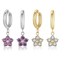 1 Pair Simple Style Classic Style Flower Inlay 304 Stainless Steel Zircon Drop Earrings main image 5