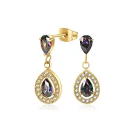 1 Pair Simple Style Classic Style Water Droplets Inlay 304 Stainless Steel Zircon Drop Earrings sku image 10