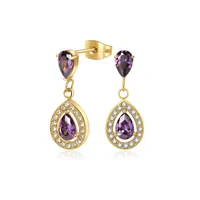 1 Pair Simple Style Classic Style Water Droplets Inlay 304 Stainless Steel Zircon Drop Earrings sku image 9