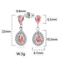 1 Pair Simple Style Classic Style Water Droplets Inlay 304 Stainless Steel Zircon Drop Earrings main image 3