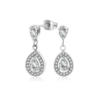 1 Pair Simple Style Classic Style Water Droplets Inlay 304 Stainless Steel Zircon Drop Earrings sku image 2