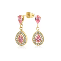 1 Pair Simple Style Classic Style Water Droplets Inlay 304 Stainless Steel Zircon Drop Earrings sku image 8