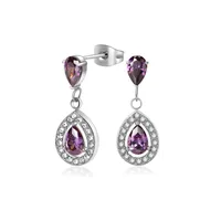 1 Pair Simple Style Classic Style Water Droplets Inlay 304 Stainless Steel Zircon Drop Earrings sku image 5