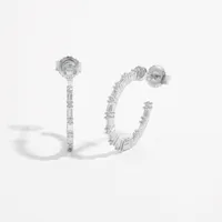 1 Pair White Gold Plated 925 Sterling Silver Zircon Semicircle Round Earrings main image 5