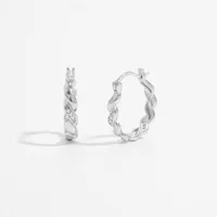 1 Pair White Gold Plated 925 Sterling Silver Zircon Semicircle Round Earrings main image 3