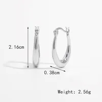 1 Pair White Gold Plated 925 Sterling Silver Zircon Semicircle Round Earrings sku image 1