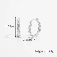 1 Pair White Gold Plated 925 Sterling Silver Zircon Semicircle Round Earrings sku image 2