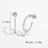 1 Pair White Gold Plated 925 Sterling Silver Zircon Semicircle Round Earrings sku image 4