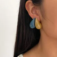 1 Pair IG Style Simple Style Water Droplets Arylic 18K Gold Plated Ear Studs main image 4