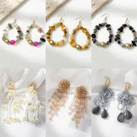1 Pair Simple Style Classic Style Color Block Beaded Arylic Alloy Drop Earrings main image 1