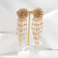 1 Pair Simple Style Classic Style Color Block Beaded Arylic Alloy Drop Earrings main image 6