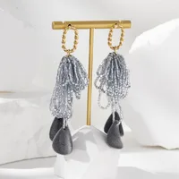1 Pair Simple Style Classic Style Color Block Beaded Arylic Alloy Drop Earrings main image 5