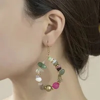 1 Pair Simple Style Classic Style Color Block Beaded Arylic Alloy Drop Earrings main image 2