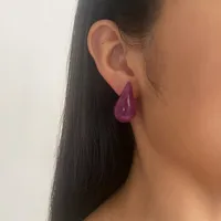 1 Pair IG Style Simple Style Water Droplets Arylic 18K Gold Plated Ear Studs sku image 4