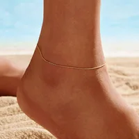 Simple Style Geometric Sterling Silver Polishing 14K Gold Plated White Gold Plated Women's Anklet main image 3