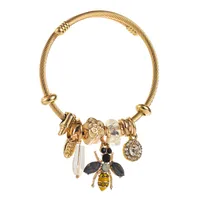 Casual Modern Style Classic Style Bee 304 Stainless Steel 14K Gold Plated Rhinestones Bangle In Bulk main image 2
