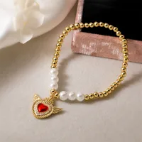 Copper Simple Style Shiny Plating Inlay Heart Shape Zircon Bracelets main image 4